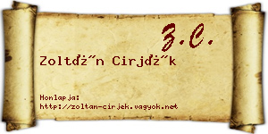 Zoltán Cirjék névjegykártya